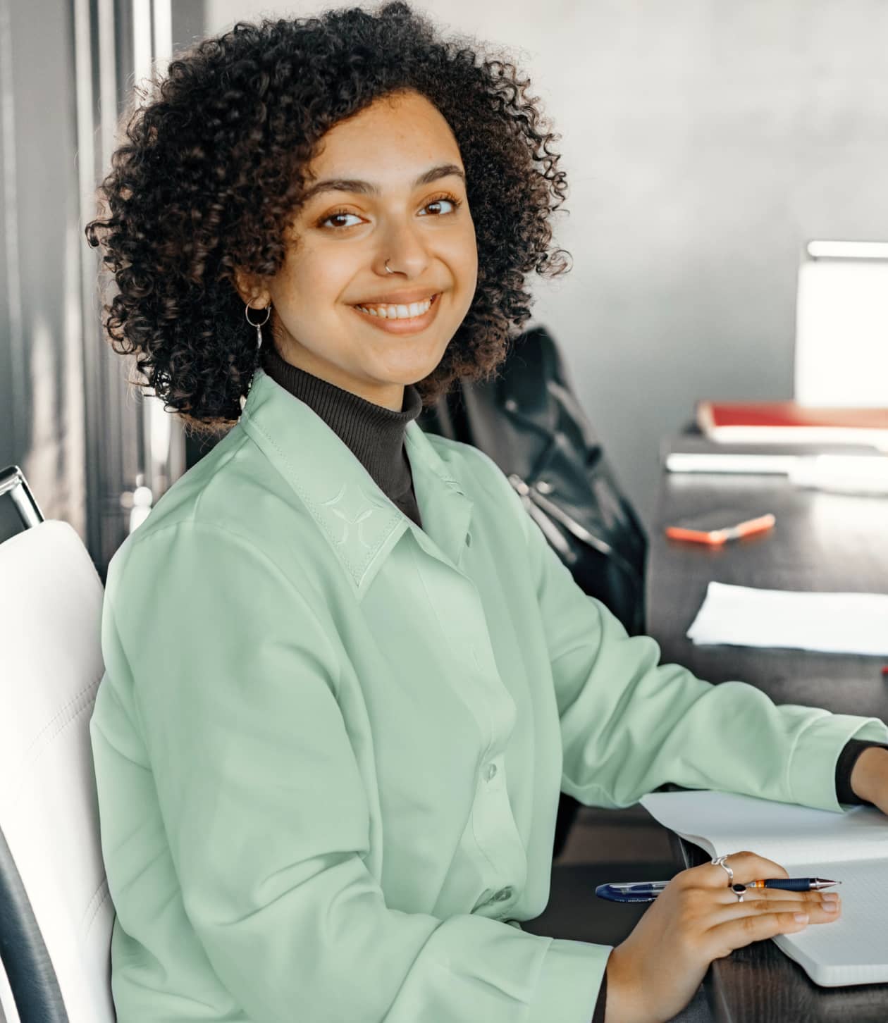 Woman At Work Smiling - Accountant X Webflow Template